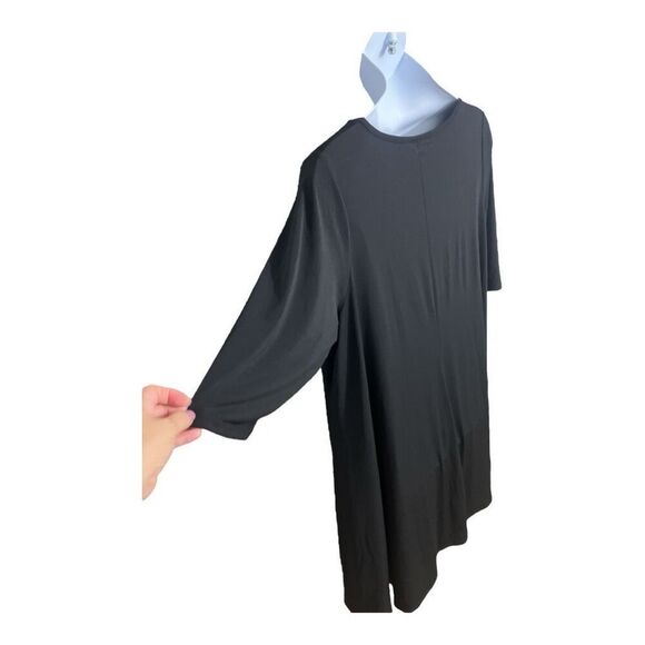 Roamans Black Shift Dress Plus Size 2X(26/28) 3/4-Sleeve Scoop-Neck Stretch - Picture 8 of 15